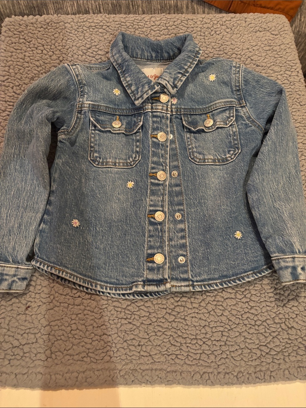 Cat & Jack Light Blue Denim  Shirt Jacket with Daisy Embroidery